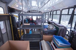 The bus was loaded with items from the shelter as well as all of the cats.