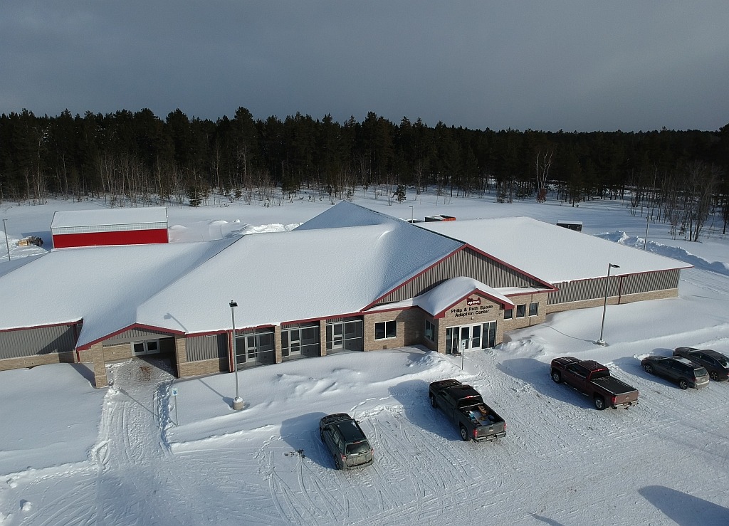 An aerial view of the new Upper Peninsula Animal Welfare Shelter.
